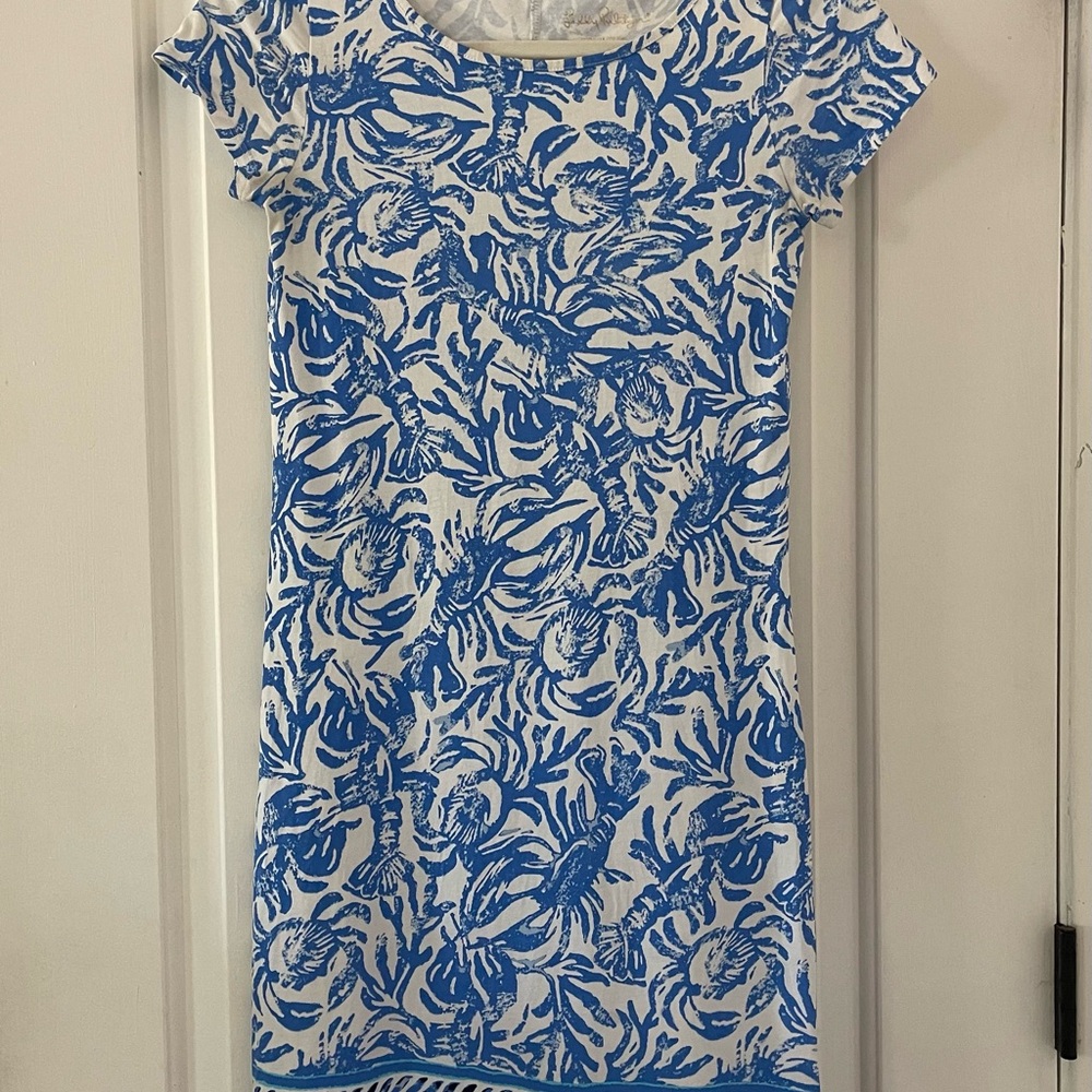 Lilly Pulitzer Blue and White Lobster Print Mini Dress